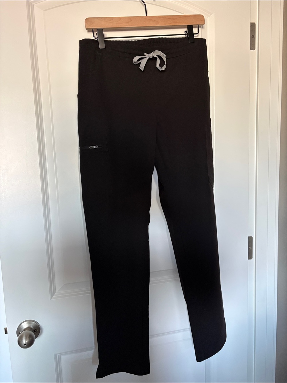 Figs Women's Black Scrub Pants with Gray Drawstring